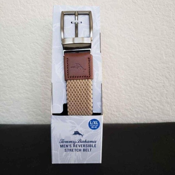 Tommy Bahama Other - New Tommy Bahama Men's Stretch Braided Reversible Belt Tan & Blue L/XL 38"-42"